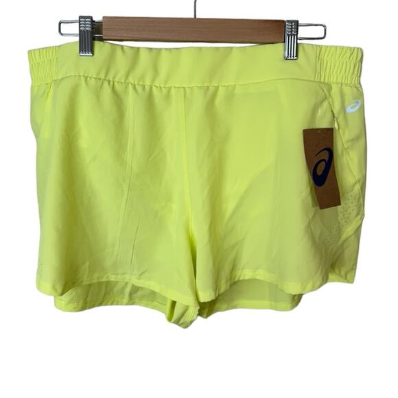 Asics Pants - Asics NWT Flat Front Lined Neon Yellow Running Short Size XL